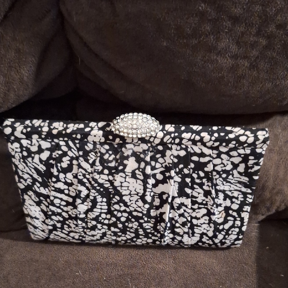 Chic Monochrome Clutch with Rhinestone Accent